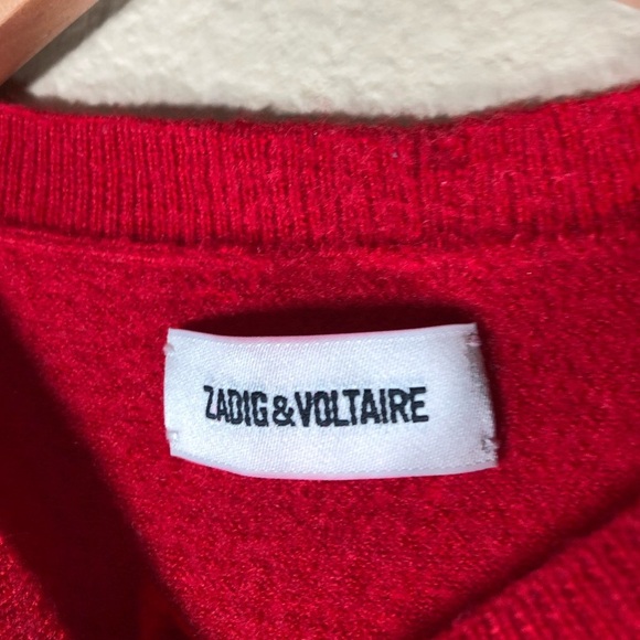 ZADIG&VOLTAIRE Red Merino Wool Love Print Sweater - Picture 9 of 10